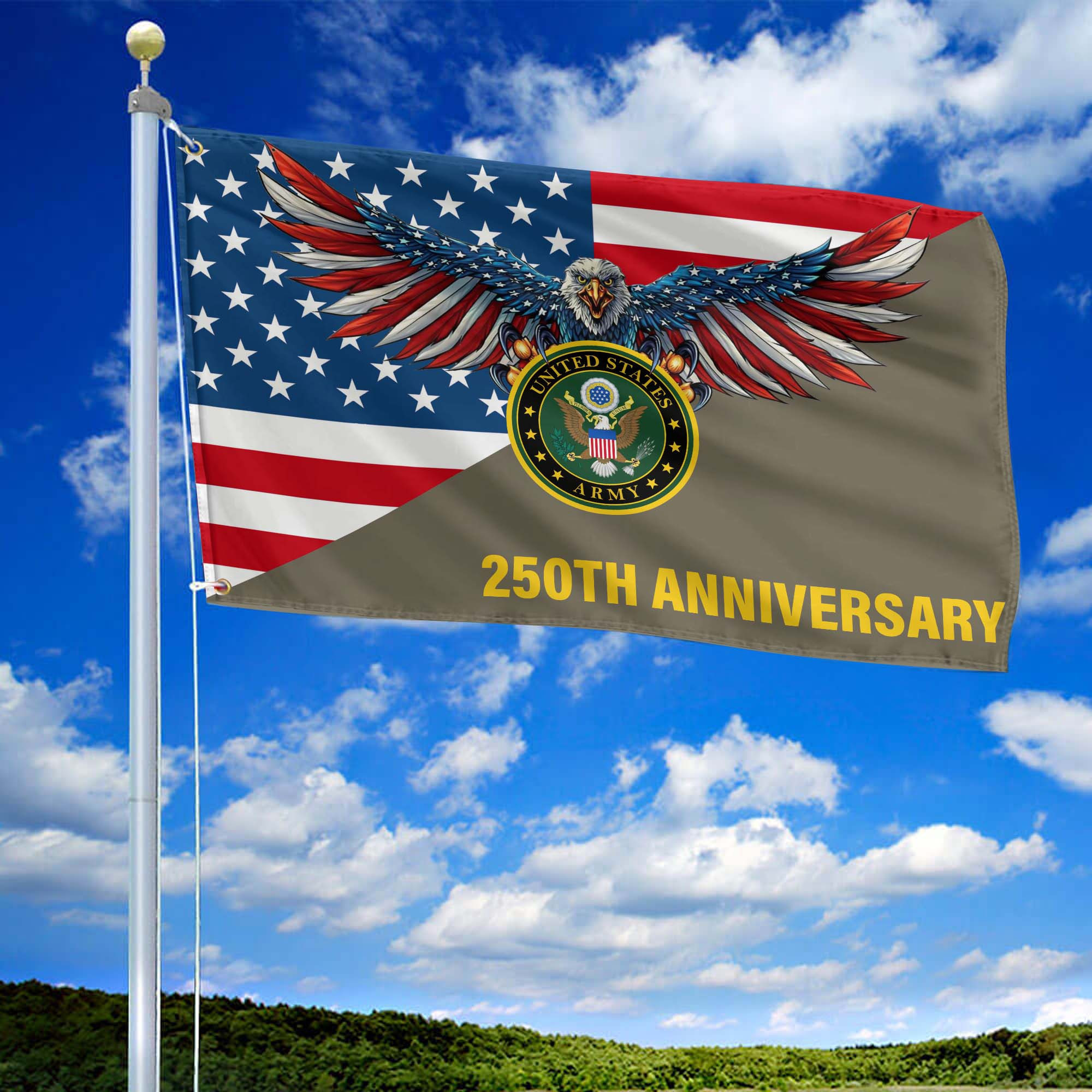 Premium 250th Anniversary Of The Army Grommet Flag VPVC120059, Gifts For Army Veteran, Best Gifts On Father’s Day, Veterans Day. Premium 250th Anniversary Of The Army Grommet Flag VPVC120059, Gifts For Army Veteran, Best Gifts On Father’s Day, Veterans Day.