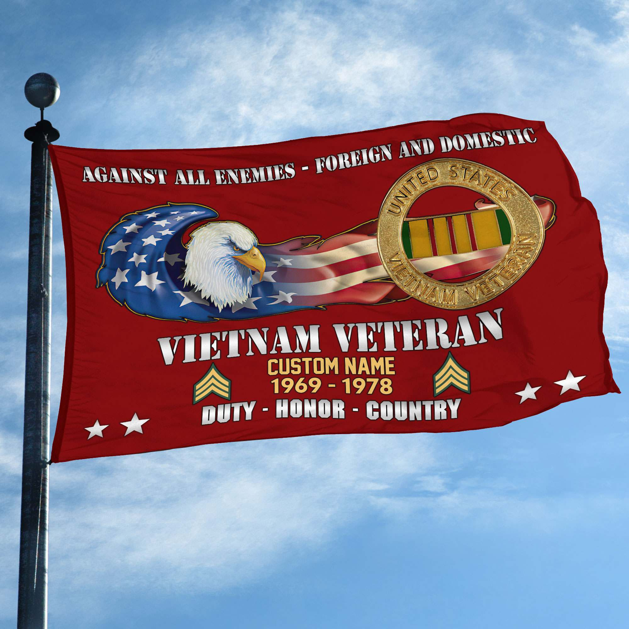 Unique Custom Name, Rank, Year, Vietnam Veteran Grommet Flag VPVC108006, Gift For Vietnam Veteran, Gifts For Dad, For Husband, Best Gifts On Father’s Day, Independence Day, Veterans Day. Unique Custom Name, Rank, Year, Vietnam Veteran Grommet Flag VPVC108006, Gift For Vietnam Veteran, Gifts For Dad, For Husband, Best Gifts On Father’s Day, Independence Day, Veterans Day.