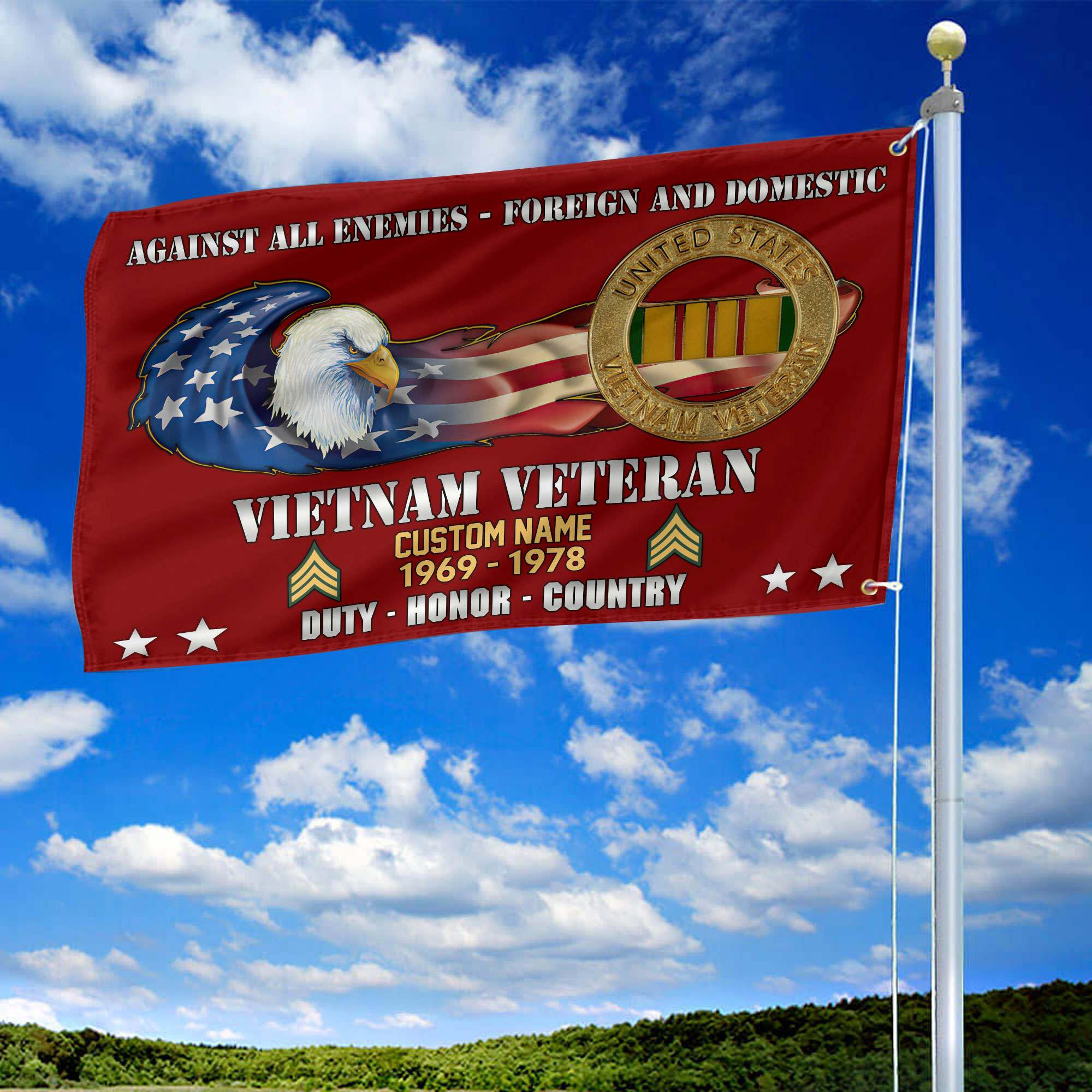 Unique Custom Name, Rank, Year, Vietnam Veteran Grommet Flag VPVC108006, Gift For Vietnam Veteran, Gifts For Dad, For Husband, Best Gifts On Father’s Day, Independence Day, Veterans Day. Unique Custom Name, Rank, Year, Vietnam Veteran Grommet Flag VPVC108006, Gift For Vietnam Veteran, Gifts For Dad, For Husband, Best Gifts On Father’s Day, Independence Day, Veterans Day.