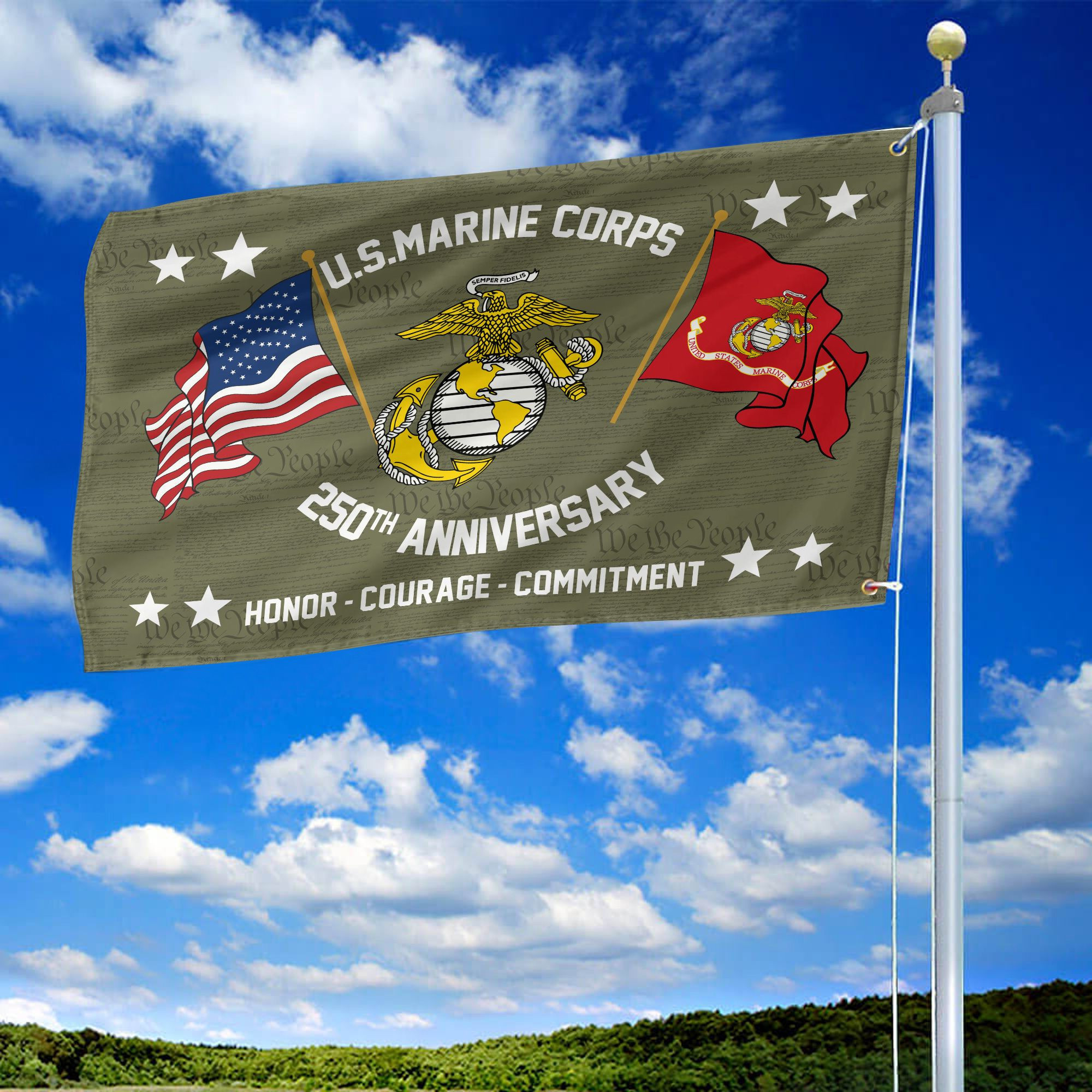 Premium USMC Grommet Flag VPVC120052, 250th Anniversary Marine Corps Flag, Gifts For Marine Veteran, Best Gifts On Father’s Day, Veterans Day. Premium USMC Grommet Flag VPVC120052, 250th Anniversary Marine Corps Flag, Gifts For Marine Veteran, Best Gifts On Father’s Day, Veterans Day.