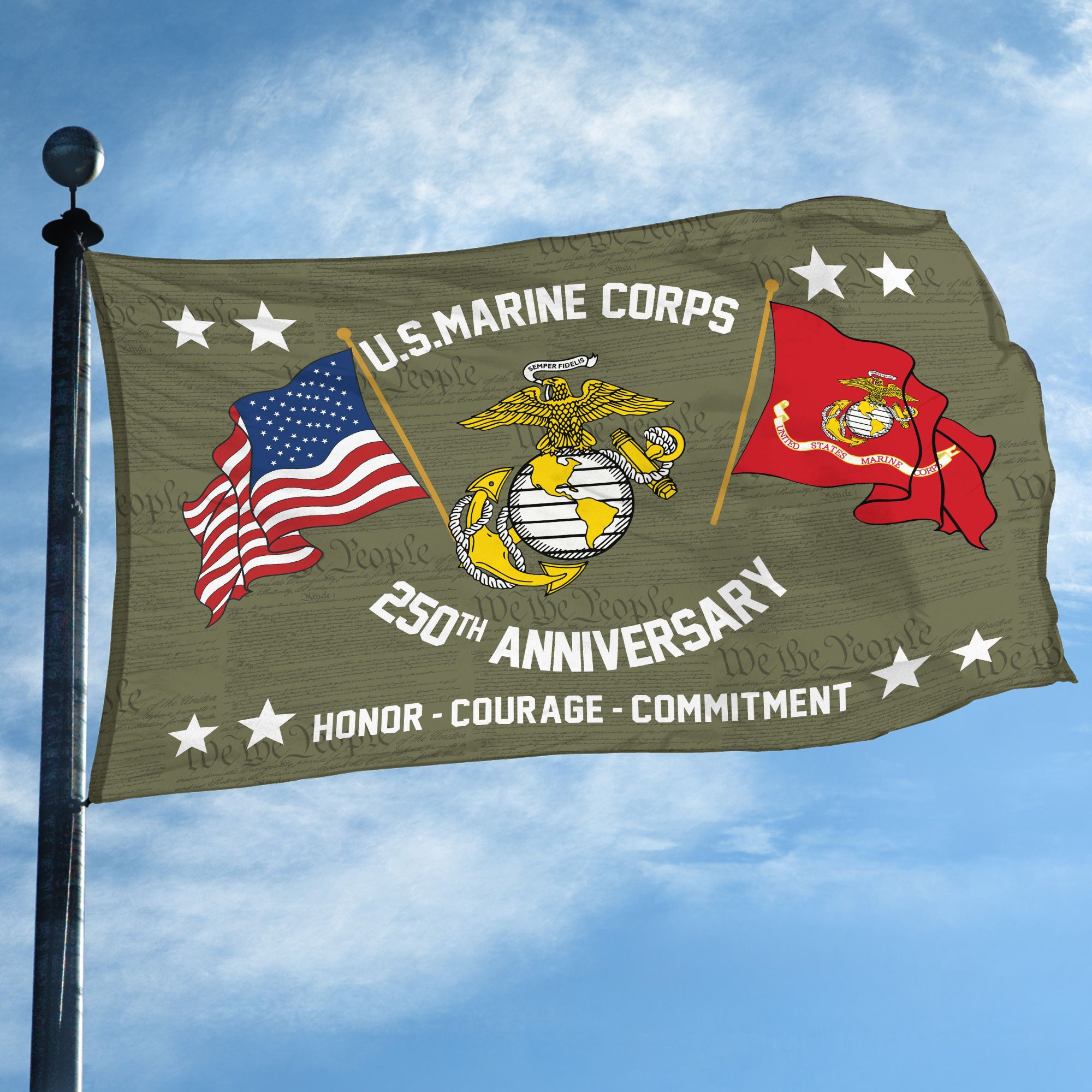 Premium USMC Grommet Flag VPVC120052, 250th Anniversary Marine Corps Flag, Gifts For Marine Veteran, Best Gifts On Father’s Day, Veterans Day. Premium USMC Grommet Flag VPVC120052, 250th Anniversary Marine Corps Flag, Gifts For Marine Veteran, Best Gifts On Father’s Day, Veterans Day.