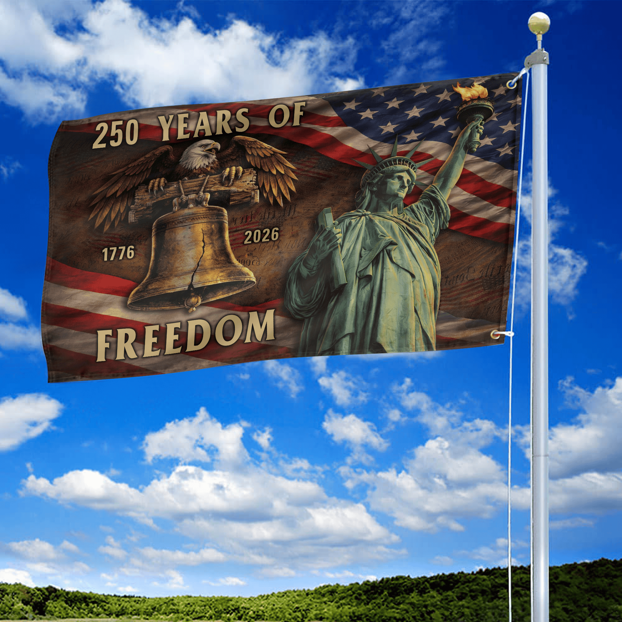 Premium America 250th Anniversary Grommet Flag VPVC120179, America 250th Flag, America 250th Birthday, Best Gifts On Independence Day, Veterans Day. Premium America 250th Anniversary Grommet Flag VPVC120179, America 250th Flag, America 250th Birthday, Best Gifts On Independence Day, Veterans Day.