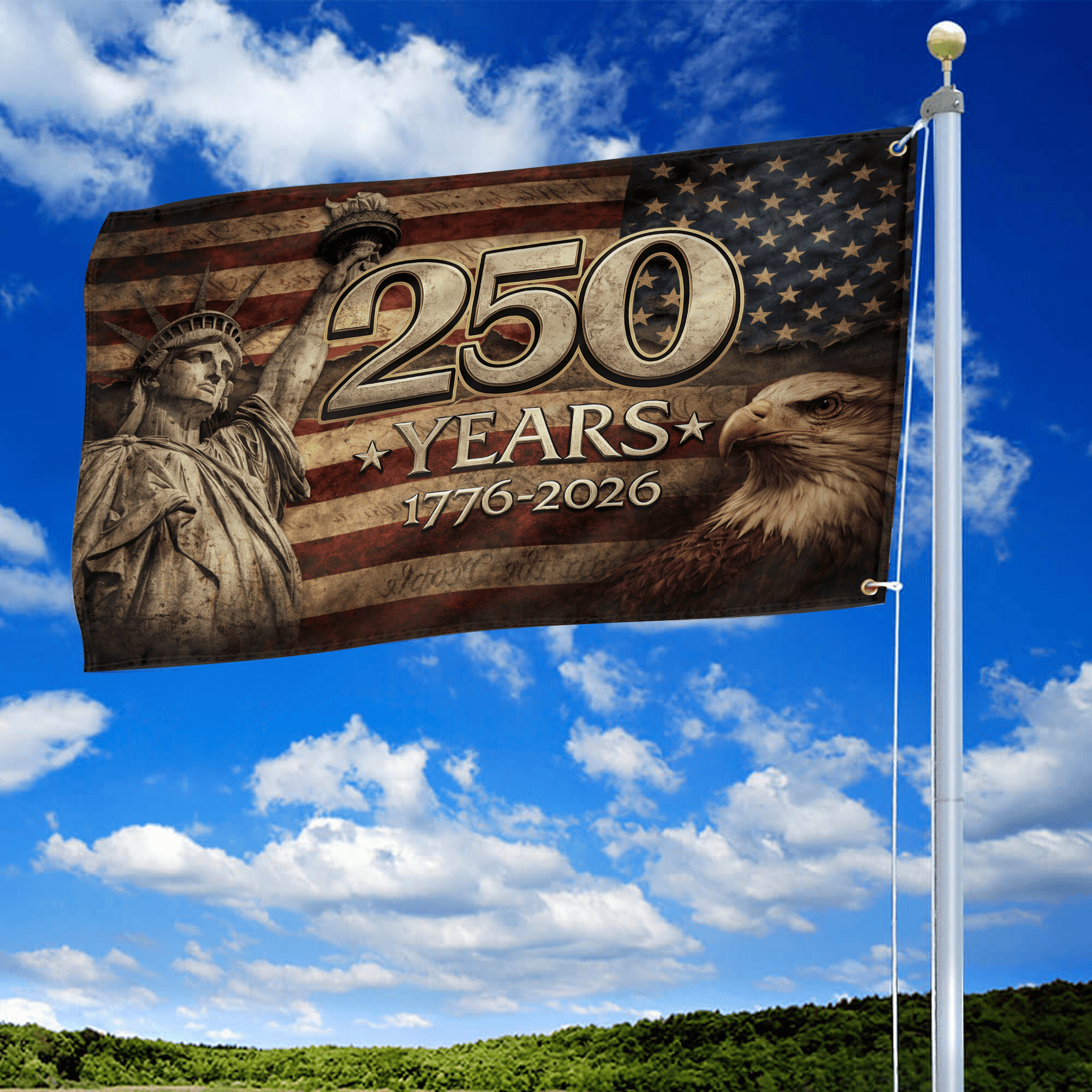 Premium America 250th Anniversary Grommet Flag VPVC120178, America 250th Flag, America 250th Birthday, Best Gifts On Independence Day, Veterans Day. Premium America 250th Anniversary Grommet Flag VPVC120178, America 250th Flag, America 250th Birthday, Best Gifts On Independence Day, Veterans Day.