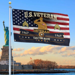 Premium US Veteran Grommet Flag VPVC108907, Custom Name, Rank, Year, Gifts For US Veteran, Best Gifts On Father’s Day, Armed Forces Day, Independence Day, Veterans Day.