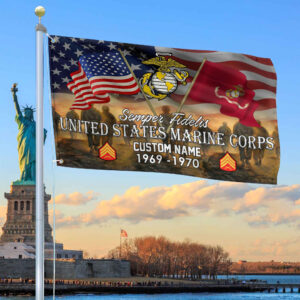 Unique Custom Name, Rank, Year, USMC Grommet Flag VPVC109103, Gifts For Marine Veteran, Gifts For Dad, For Husband, Best Gifts On Father’s Day, Independence Day, Veterans Day.