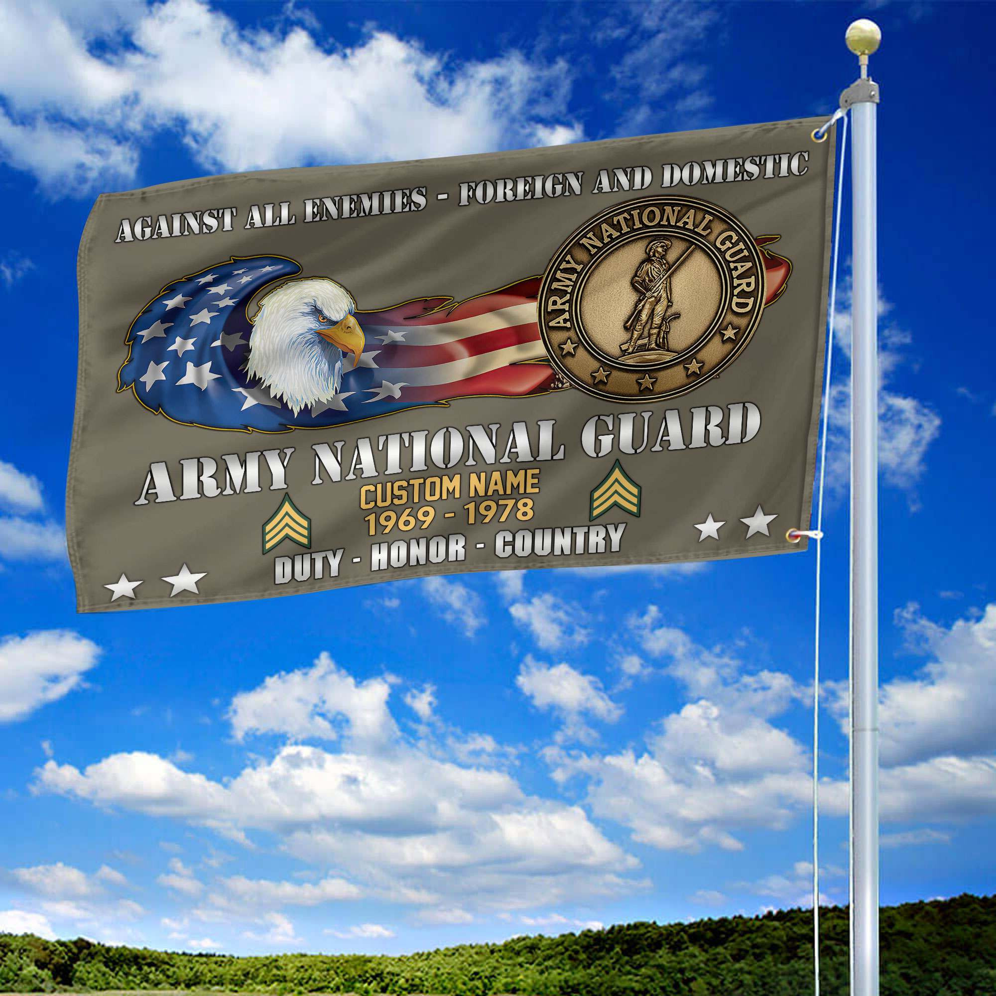 Unique Custom Name, Rank, Year, Army National Guard Grommet Flag VPVC108008, Gift For Army National Guard Veteran, Gifts For Dad, For Husband, Best Gifts On Father’s Day, Independence Day, Veterans Day. Unique Custom Name, Rank, Year, Army National Guard Grommet Flag VPVC108008, Gift For Army National Guard Veteran, Gifts For Dad, For Husband, Best Gifts On Father’s Day, Independence Day, Veterans Day.