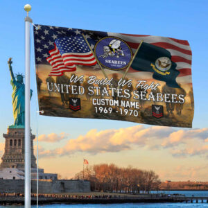 Unique Custom Name, Rank, Year, US Seabees Grommet Flag VPVC109109, Gifts For Seabees Veteran, Gifts For Dad, For Husband, Best Gifts On Father’s Day, Independence Day, Veterans Day.