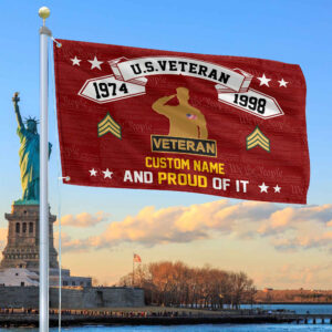 Unique Custom Name, Rank, Year US Veteran Grommet Flag VPVC107007, Gifts For US Veteran, Gifts For Dad, For Husband, Best Gifts On Father’s Day, Independence Day, Veterans Day.