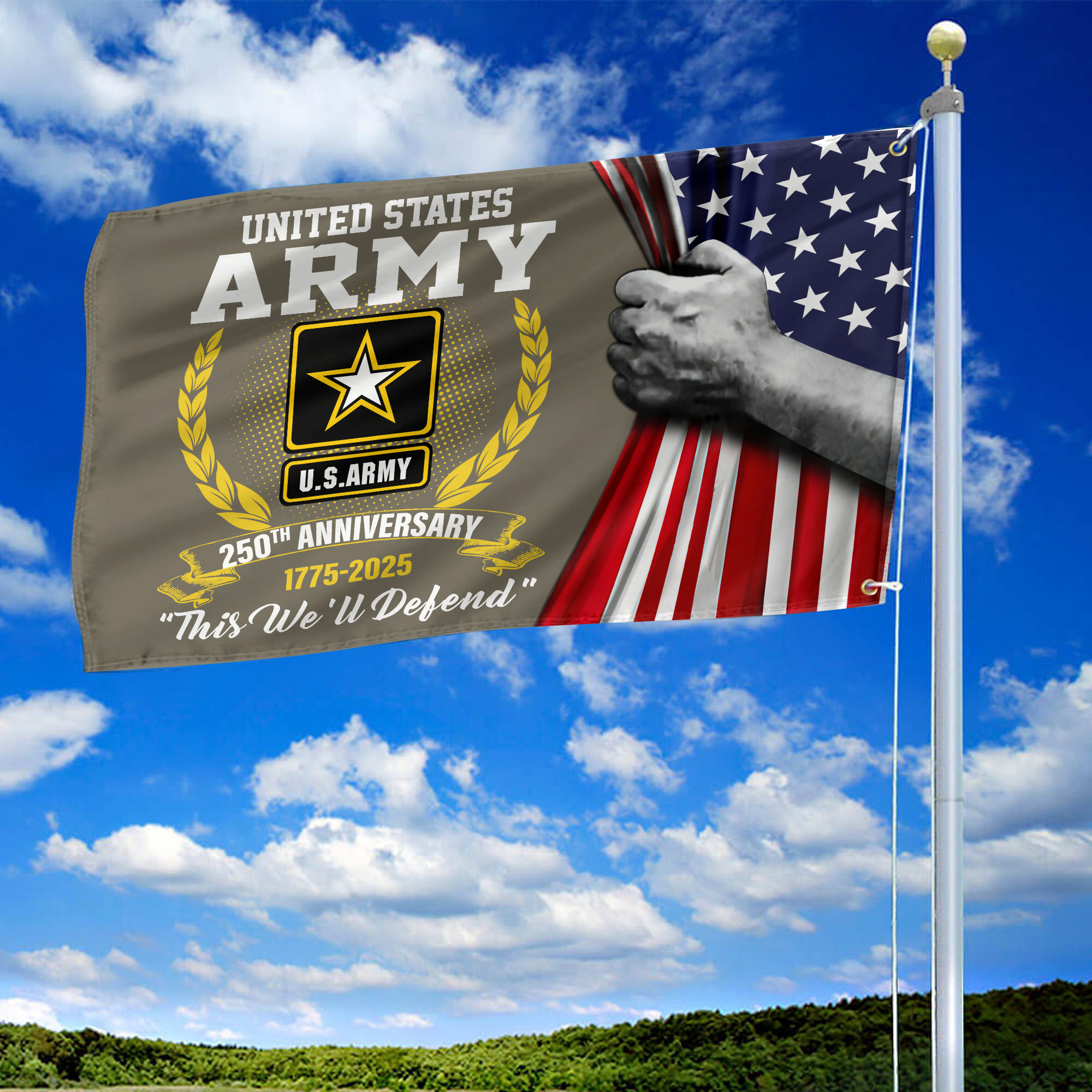 Premium 250th Anniversary Of The Army Grommet Flag VPVC120039, Gifts For Army Veteran, Best Gifts On Father’s Day, Veterans Day. Premium 250th Anniversary Of The Army Grommet Flag VPVC120039, Gifts For Army Veteran, Best Gifts On Father’s Day, Veterans Day.