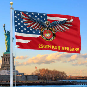 Premium USMC Grommet Flag VPVC120061, 250th Anniversary Marine Corps Flag, Gifts For Marine Veteran, Best Gifts On Father’s Day, Veterans Day.