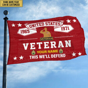 Premium Personalized US Veteran Grommet Flag, Gift For US Veteran, Gift For Veterans Day, Memorial Day, Father’s Day VPVC104307