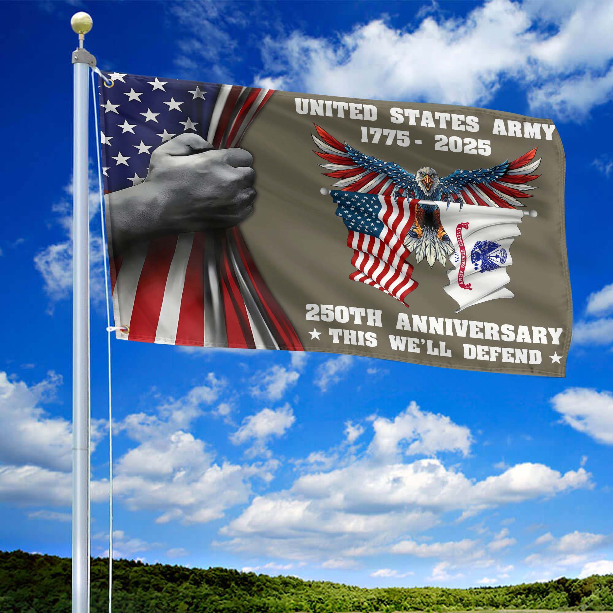 Premium 250th Anniversary Of The Army Grommet Flag VPVC120009, Gifts For Army Veteran, Best Gifts On Father’s Day, Veterans Day. Premium 250th Anniversary Of The Army Grommet Flag VPVC120009, Gifts For Army Veteran, Best Gifts On Father’s Day, Veterans Day.
