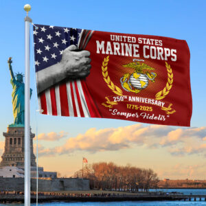 Premium USMC Grommet Flag VPVC120041, 250th Anniversary Marine Corps Flag, Gifts For Marine Veteran, Best Gifts On Father’s Day, Veterans Day.