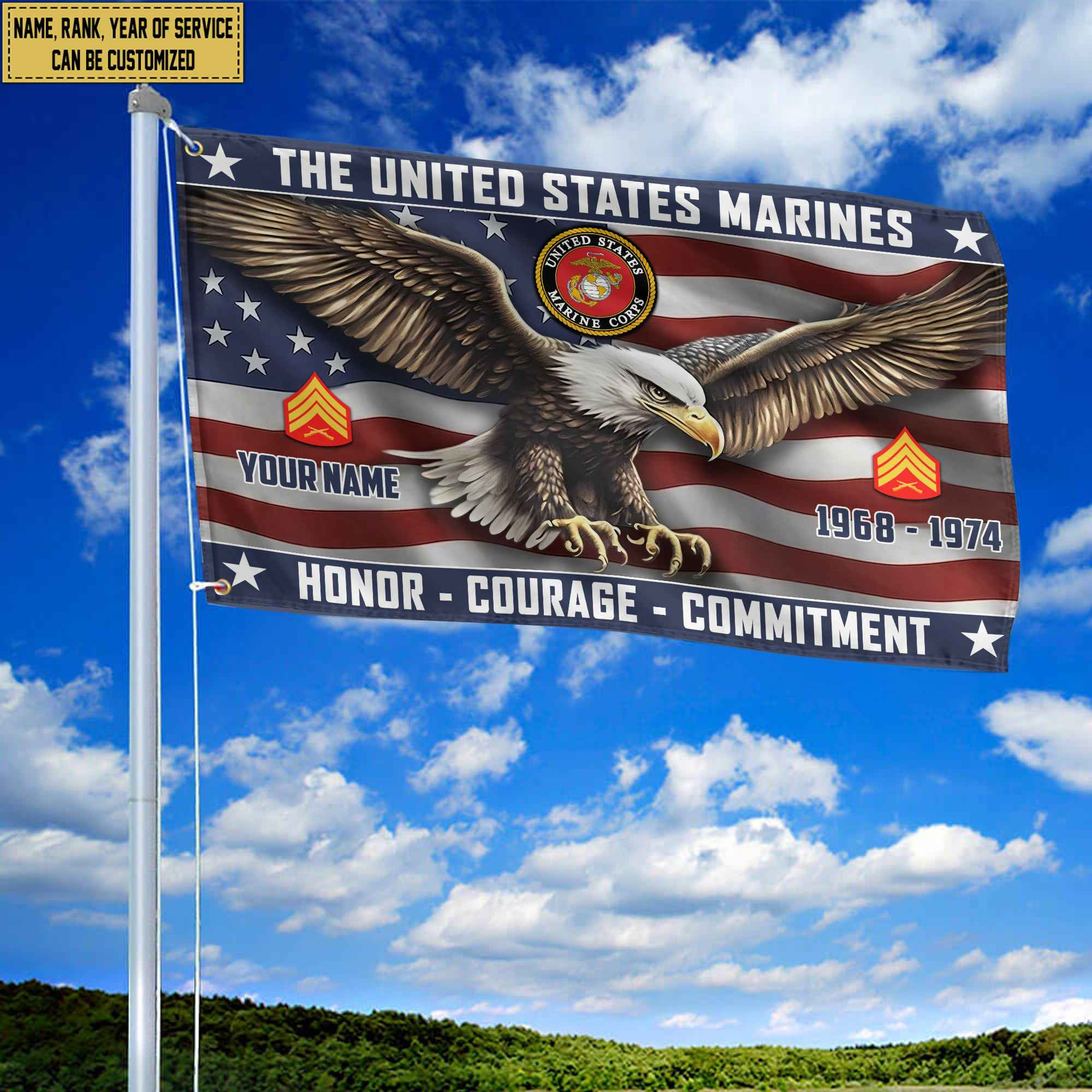 USMC Custom Grommet Flag VPVC105403, Gifts For Marine Veteran, Best Gifts On Father’s Day, Armed Forces Day, Independence Day, Veterans Day. USMC Custom Grommet Flag VPVC105403, Gifts For Marine Veteran, Best Gifts On Father’s Day, Armed Forces Day, Independence Day, Veterans Day.