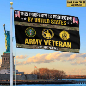 US Army Veteran Personalized American Flag, Gift For Army Veteran, US Veteran Grommet Flag, Garden Flag, House Flag VPVC103601