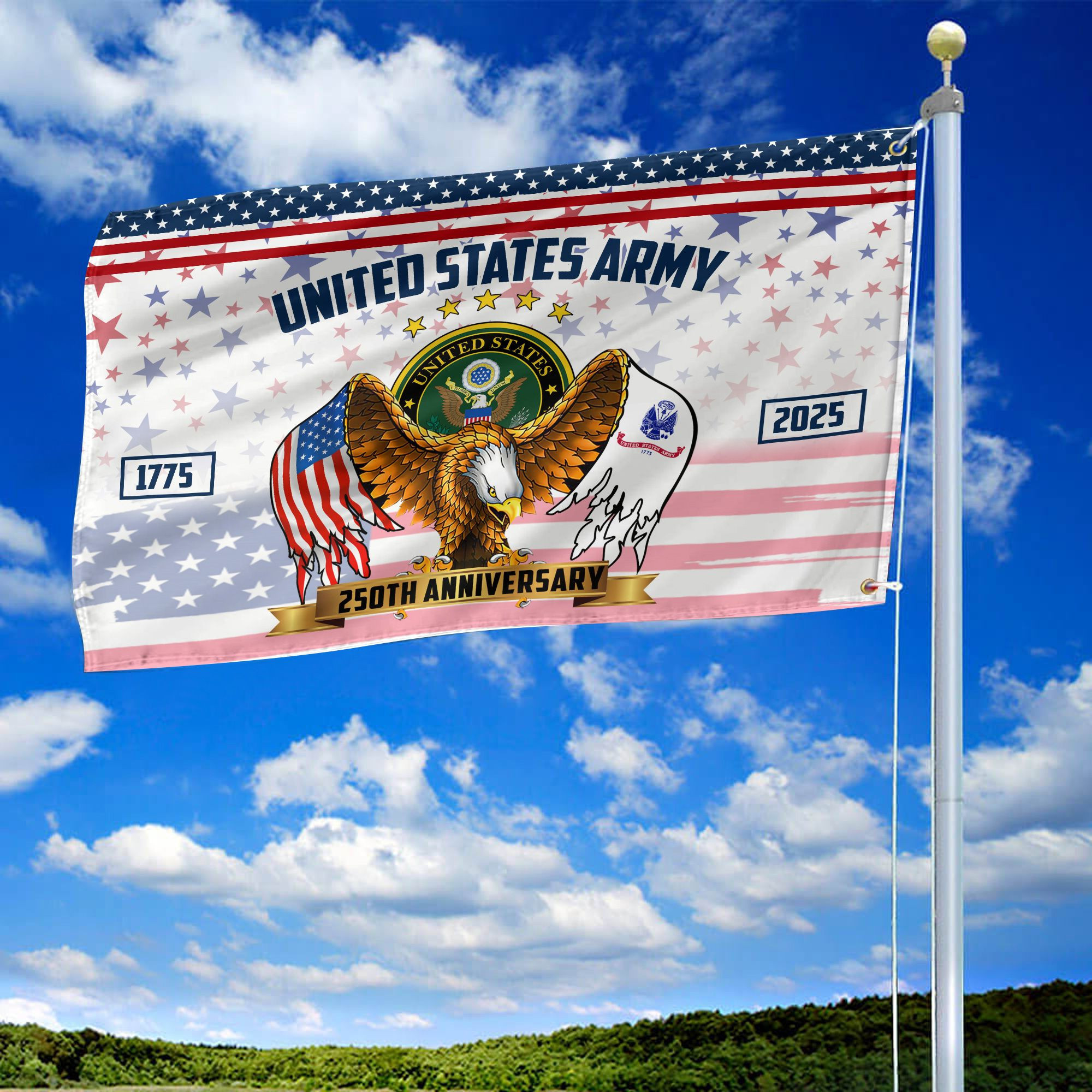 Premium 250th Anniversary Of The Army Grommet Flag VPVC120043, Gifts For Army Veteran, Best Gifts On Father’s Day, Veterans Day. Premium 250th Anniversary Of The Army Grommet Flag VPVC120043, Gifts For Army Veteran, Best Gifts On Father’s Day, Veterans Day.