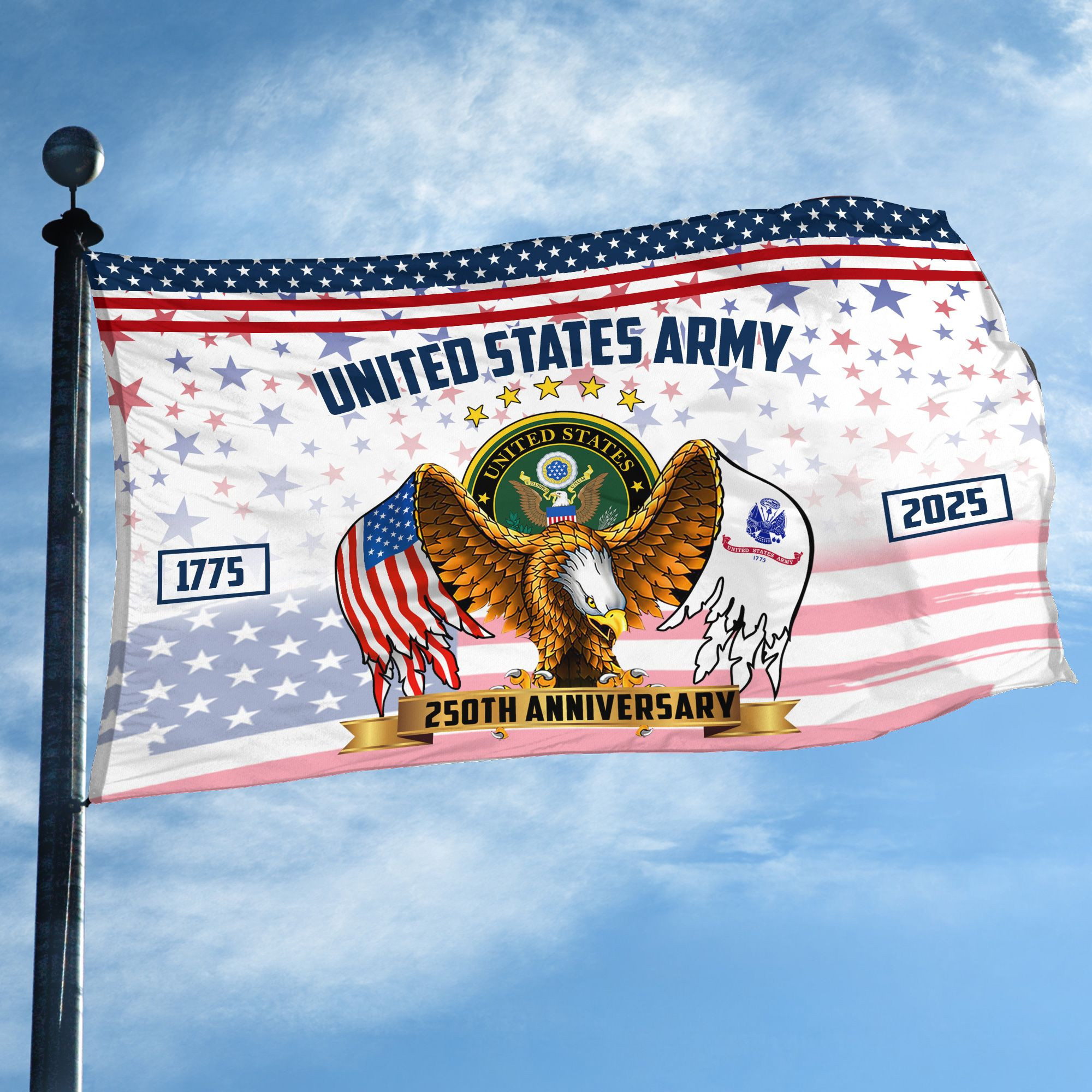 Premium 250th Anniversary Of The Army Grommet Flag VPVC120043, Gifts For Army Veteran, Best Gifts On Father’s Day, Veterans Day. Premium 250th Anniversary Of The Army Grommet Flag VPVC120043, Gifts For Army Veteran, Best Gifts On Father’s Day, Veterans Day.