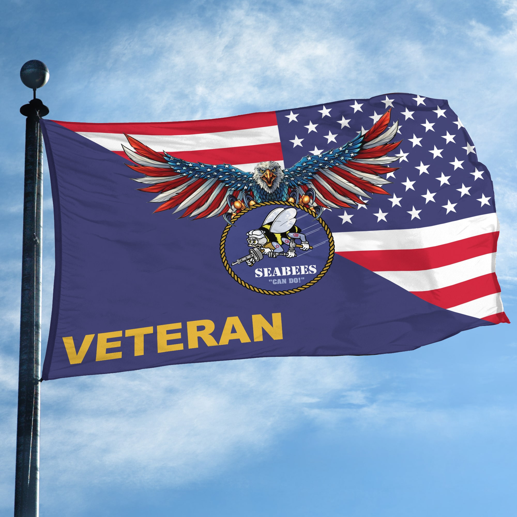Premium Seabees Can Do US Veteran Grommet Flag NPVC251102 Premium Seabees Can Do US Veteran Grommet Flag NPVC251102