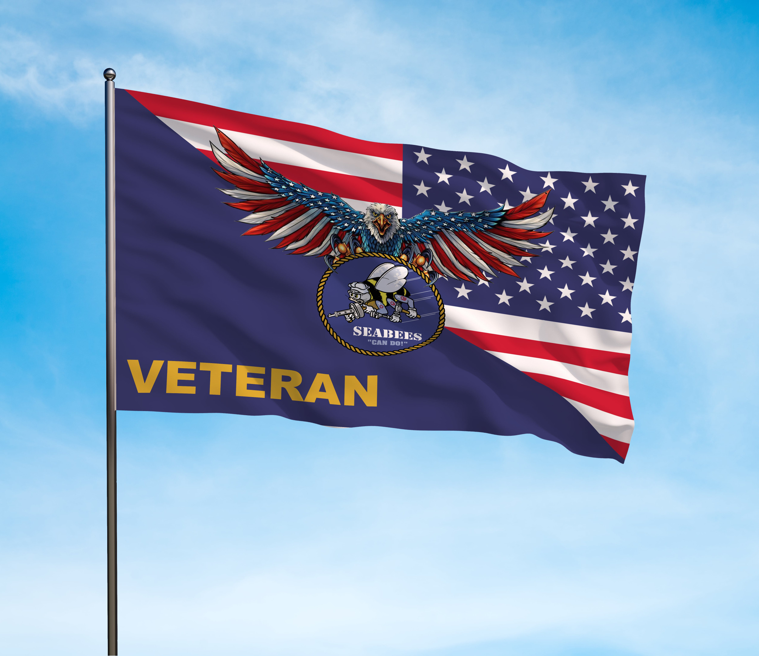 Premium Seabees Can Do US Veteran Grommet Flag NPVC251102 Premium Seabees Can Do US Veteran Grommet Flag NPVC251102