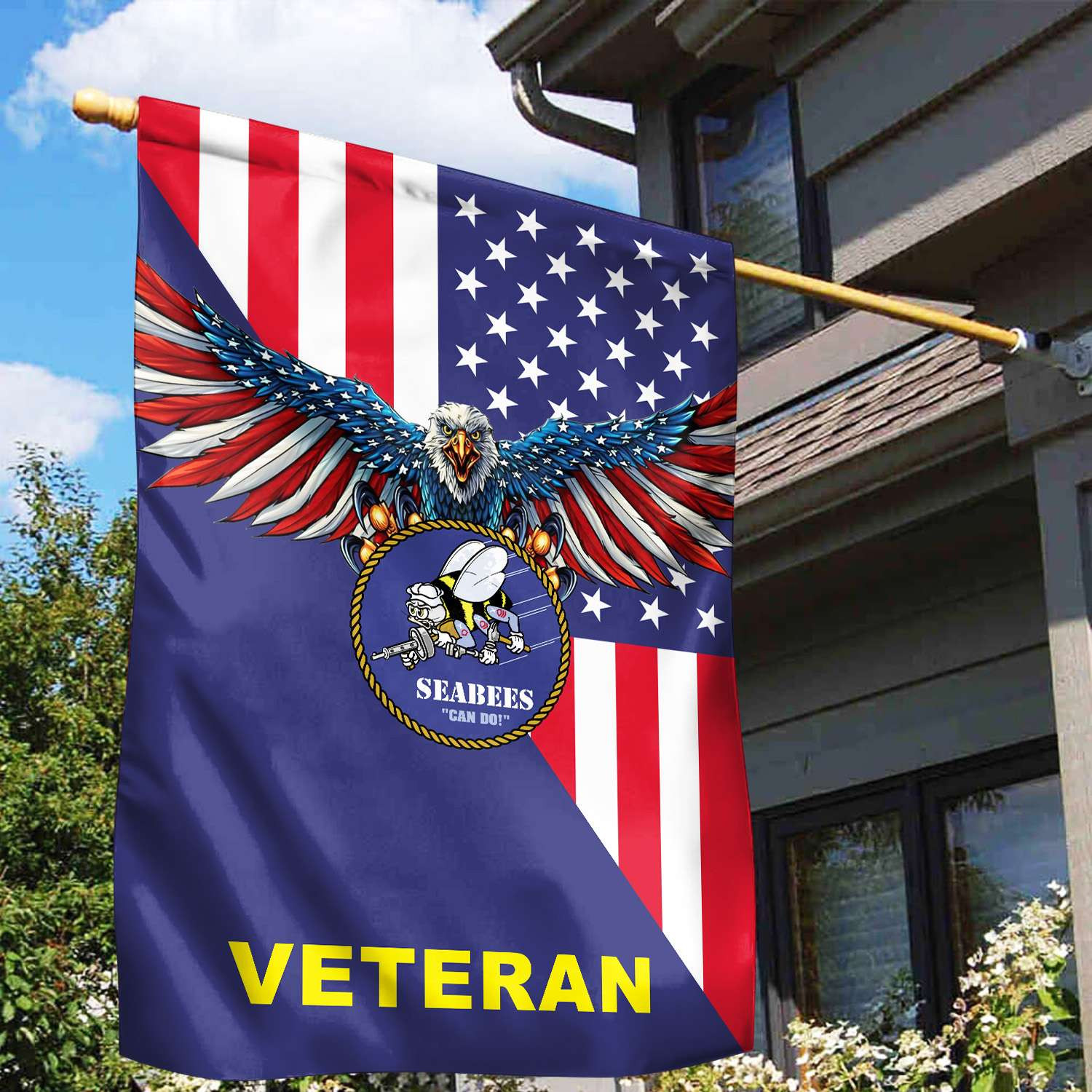 Premium Seabees Can Do US Veteran Grommet Flag NPVC251102 Premium Seabees Can Do US Veteran Grommet Flag NPVC251102
