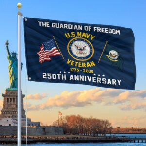 Premium US Navy Grommet Flag VPVC120055, 250th Anniversary Navy Flag, Gifts For Navy Veteran, Best Gifts On Father’s Day, Veterans Day.