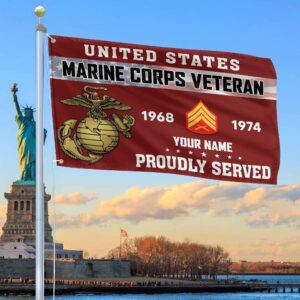 Premium USMC Grommet Flag VPVC105503, Custom Name, Rank, Year, Gifts For Marine Veteran, Best Gifts On Father’s Day, Armed Forces Day, Independence Day, Veterans Day.