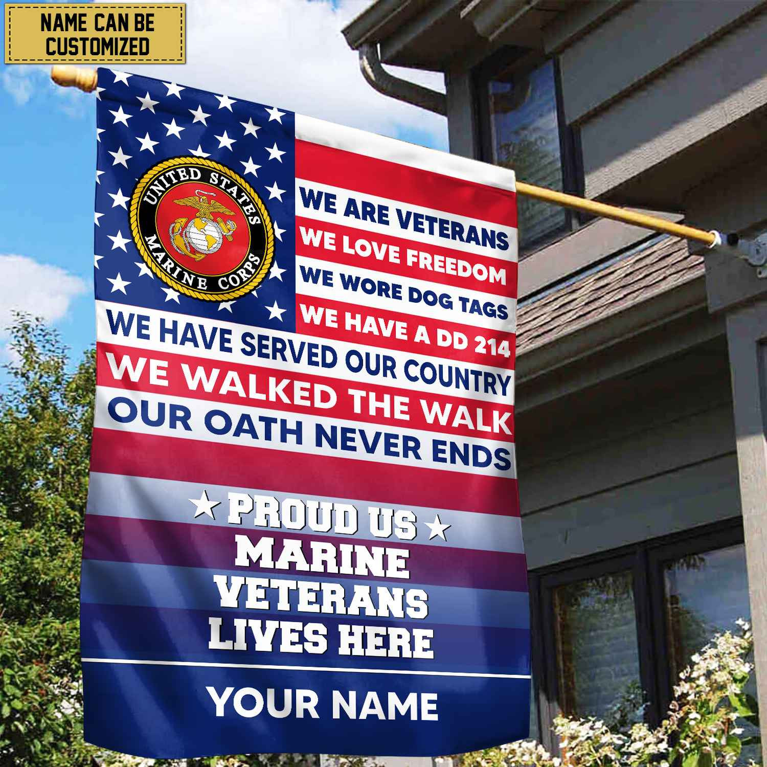 Premium Pesonalized USMC Veteran Flag BPVC290810 Premium Pesonalized USMC Veteran Flag BPVC290810