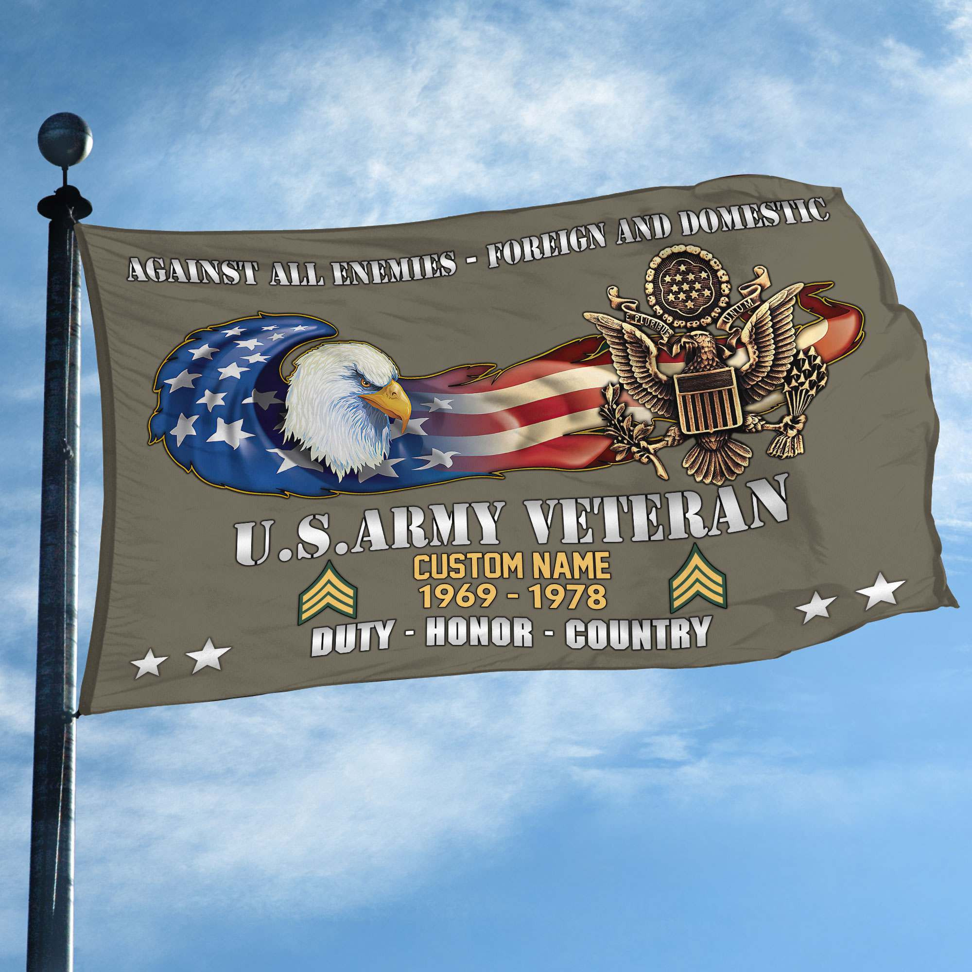 Unique Custom Name, Rank, Year, US Army Grommet Flag VPVC108010, Gift For Army Veteran, Gifts For Dad, For Husband, Best Gifts On Father’s Day, Independence Day, Veterans Day. Unique Custom Name, Rank, Year, US Army Grommet Flag VPVC108010, Gift For Army Veteran, Gifts For Dad, For Husband, Best Gifts On Father’s Day, Independence Day, Veterans Day.