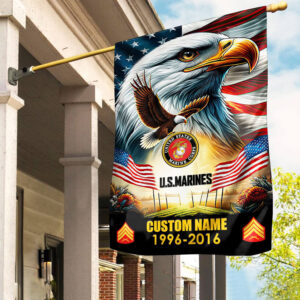 Premium Custom Name, Rank USMC Flag VPVC110203, Gift For Marine Veteran, American Flag, Patriotic Flag, Garden Flag, House Flag, Best Gifts On Father’s Day, Independence Day, Veterans Day.