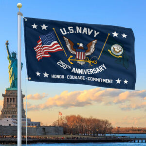Premium US Navy Grommet Flag VPVC120050, 250th Anniversary Navy Flag, Gifts For Navy Veteran, Best Gifts On Father’s Day, Veterans Day.