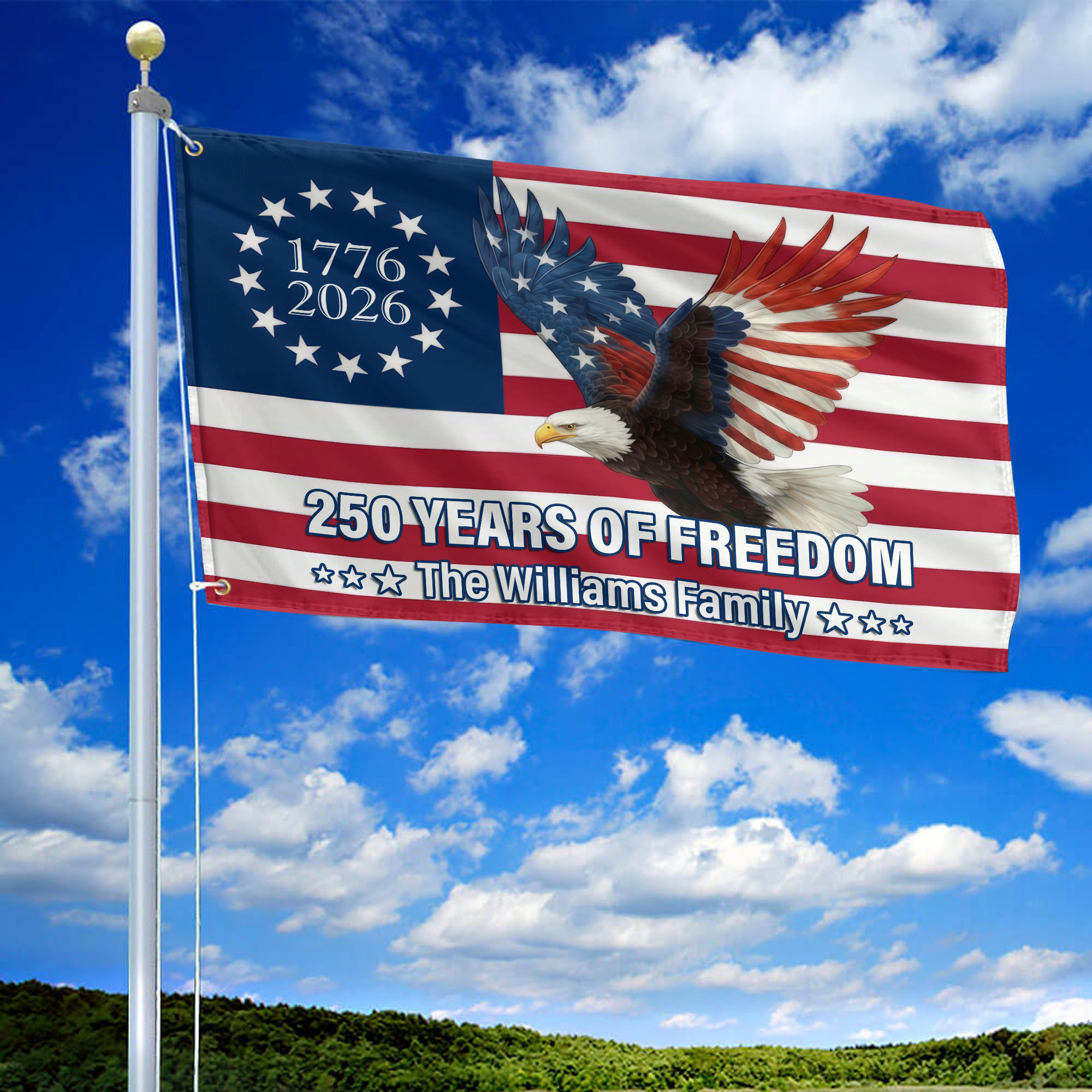 Premium Custom America 250th Anniversary Grommet Flag VPVC120082, America 250th Flag, America 250th Birthday, Best Gifts On Independence Day, Veterans Day. Premium Custom America 250th Anniversary Grommet Flag VPVC120082, America 250th Flag, America 250th Birthday, Best Gifts On Independence Day, Veterans Day.