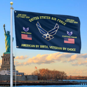 Premium Custom Name, Rank, Year, USAF Grommet Flag VPVC108112, Gift For Air Force Veteran, Gifts For Dad, For Husband, Best Gifts On Father’s Day, Independence Day, Veterans Day.