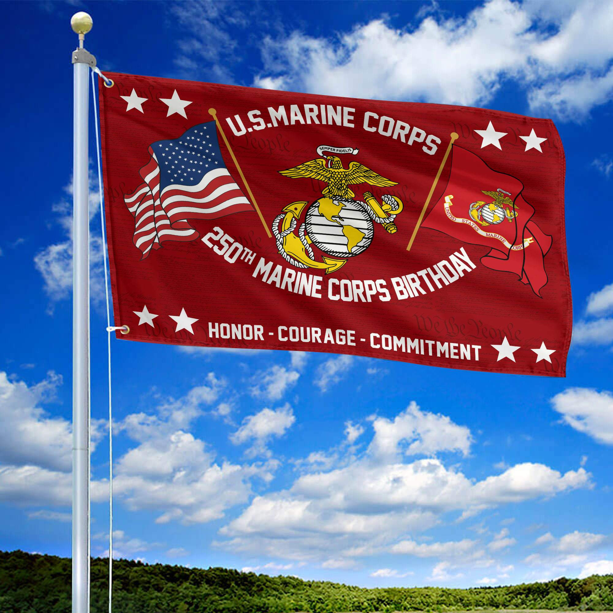 Premium USMC Grommet Flag CPVC250911, 250th Marine Corps Birthday Flag, Gifts For Marine Veteran, Best Gifts On Father’s Day, Veterans Day. Premium USMC Grommet Flag CPVC250911, 250th Marine Corps Birthday Flag, Gifts For Marine Veteran, Best Gifts On Father’s Day, Veterans Day.
