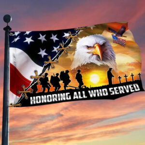 Eagle American Honoring All Who Served Patriotic Grommet Flag PVC140610