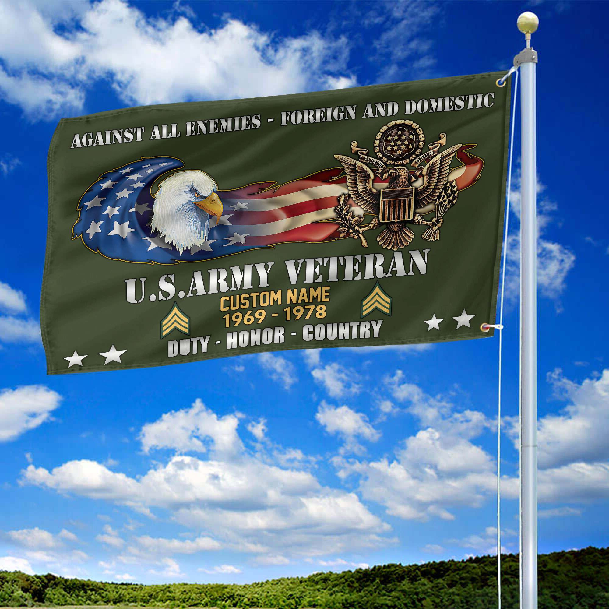 Unique Custom Name, Rank, Year, US Army Grommet Flag VPVC108001, Gift For Army Veteran, Gifts For Dad, For Husband, Best Gifts On Father’s Day, Independence Day, Veterans Day. Unique Custom Name, Rank, Year, US Army Grommet Flag VPVC108001, Gift For Army Veteran, Gifts For Dad, For Husband, Best Gifts On Father’s Day, Independence Day, Veterans Day.