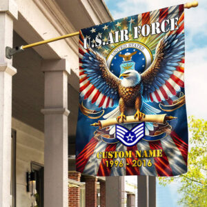 Premium Custom Name, Rank USAF Flag VPVC110304, Gift For Air Force Veteran, American Flag, Patriotic Flag, Garden Flag, House Flag, Best Gifts On Father’s Day, Independence Day, Veterans Day.