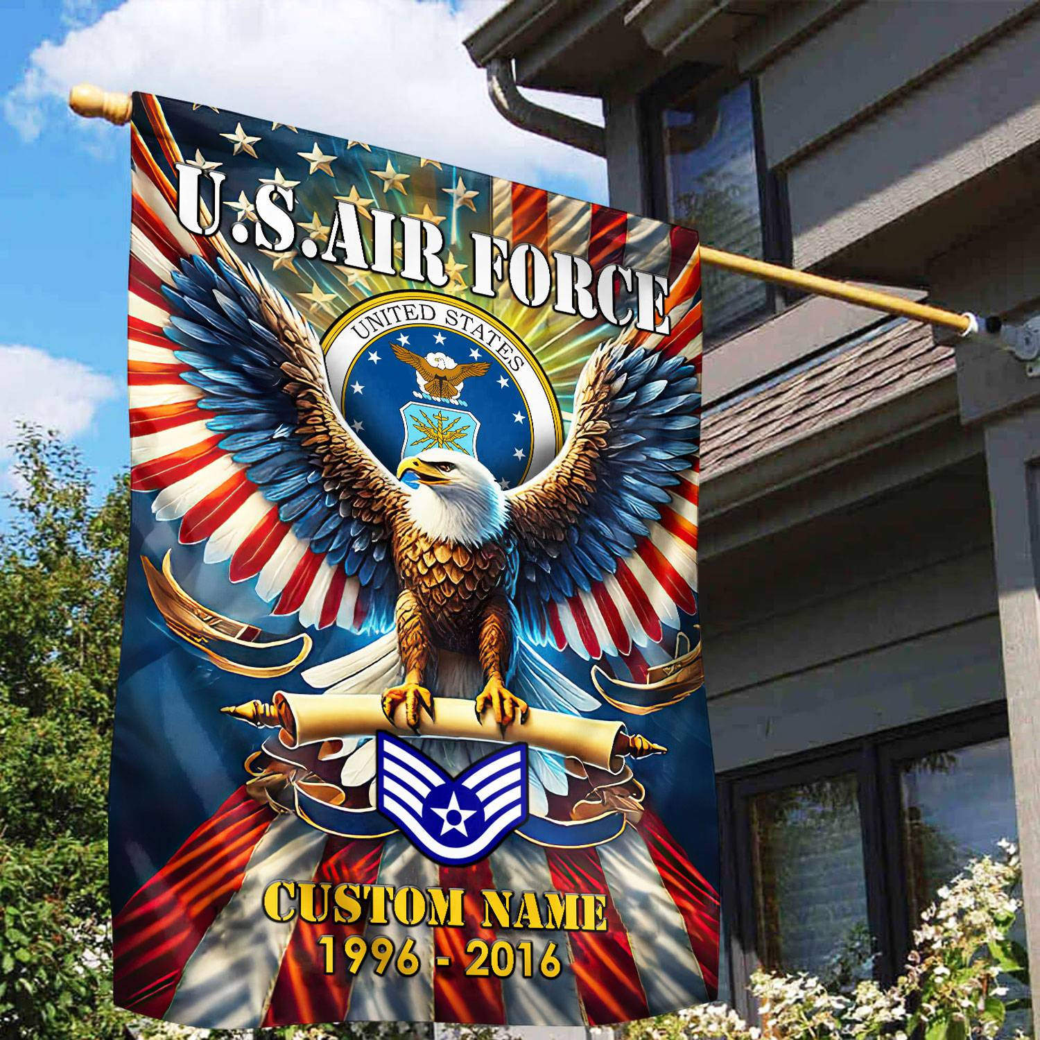 Premium Custom Name, Rank USAF Flag VPVC110304, Gift For Air Force Veteran, American Flag, Patriotic Flag, Garden Flag, House Flag, Best Gifts On Father’s Day, Independence Day, Veterans Day. Premium Custom Name, Rank USAF Flag VPVC110304, Gift For Air Force Veteran, American Flag, Patriotic Flag, Garden Flag, House Flag, Best Gifts On Father’s Day, Independence Day, Veterans Day.