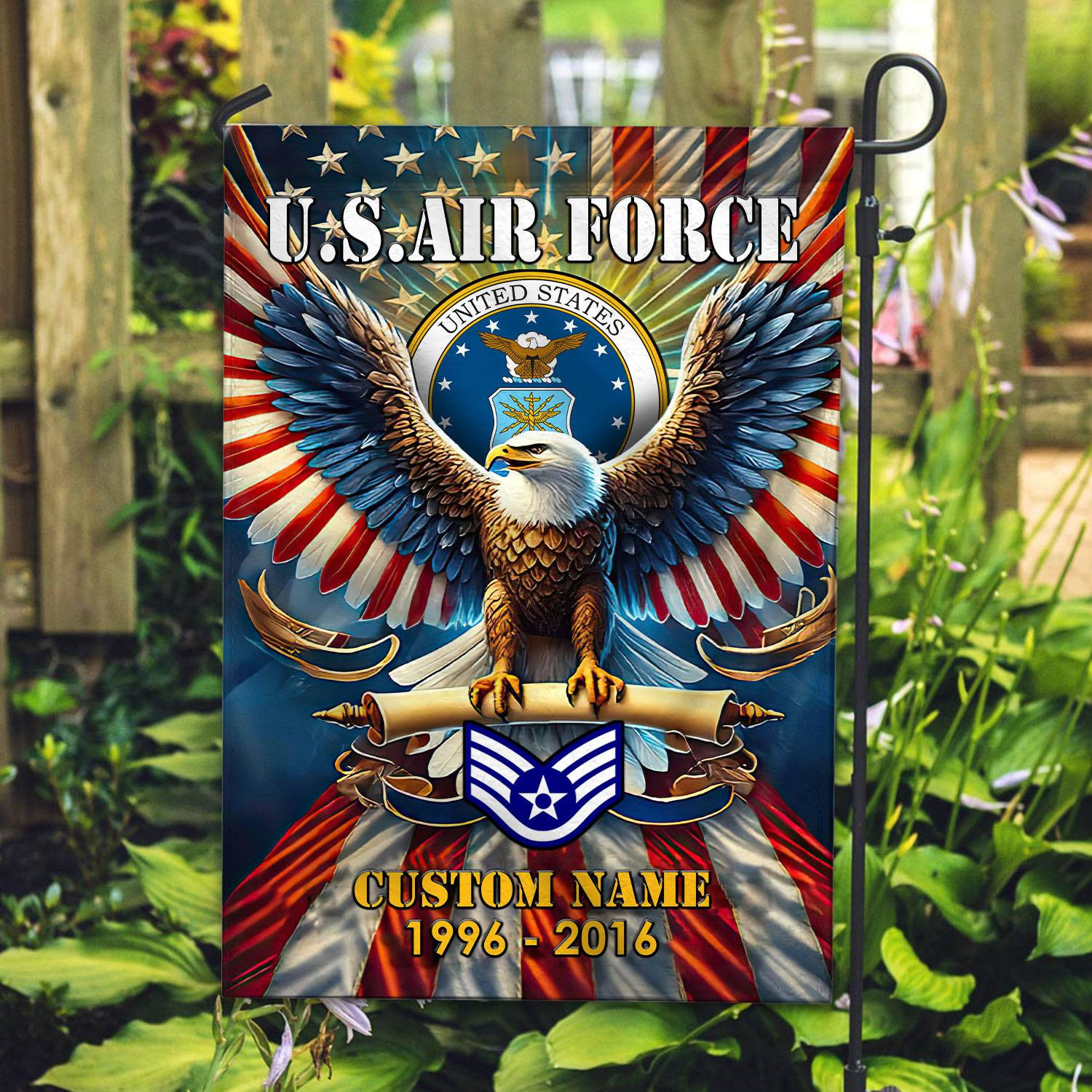Premium Custom Name, Rank USAF Flag VPVC110304, Gift For Air Force Veteran, American Flag, Patriotic Flag, Garden Flag, House Flag, Best Gifts On Father’s Day, Independence Day, Veterans Day. Premium Custom Name, Rank USAF Flag VPVC110304, Gift For Air Force Veteran, American Flag, Patriotic Flag, Garden Flag, House Flag, Best Gifts On Father’s Day, Independence Day, Veterans Day.