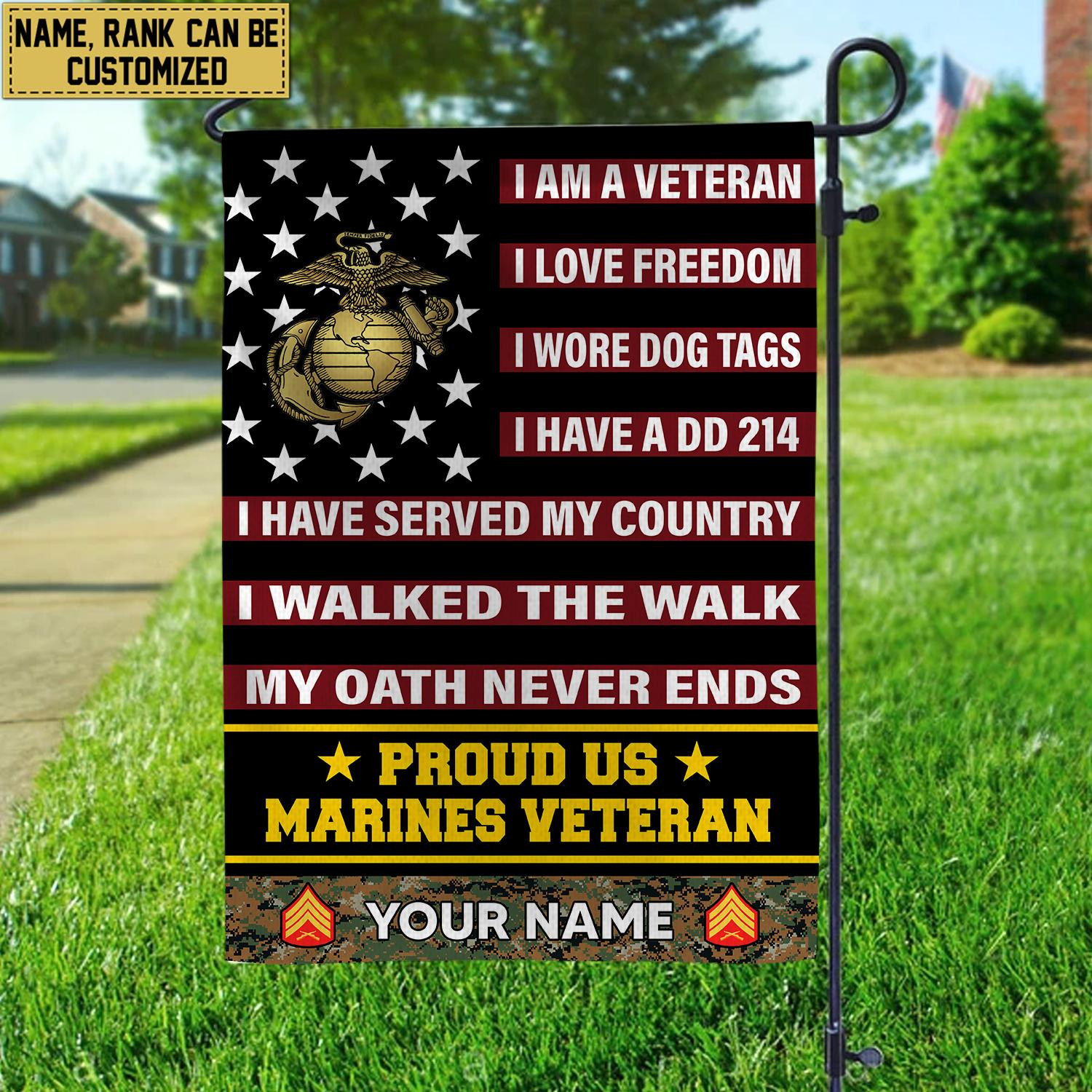 USMC Veteran Flag VPVC112003, Custom Name, Rank, Gift For Marine Veteran, American Flag, Patriotic Flag, Garden Flag, House Flag USMC Veteran Flag VPVC112003, Custom Name, Rank, Gift For Marine Veteran, American Flag, Patriotic Flag, Garden Flag, House Flag