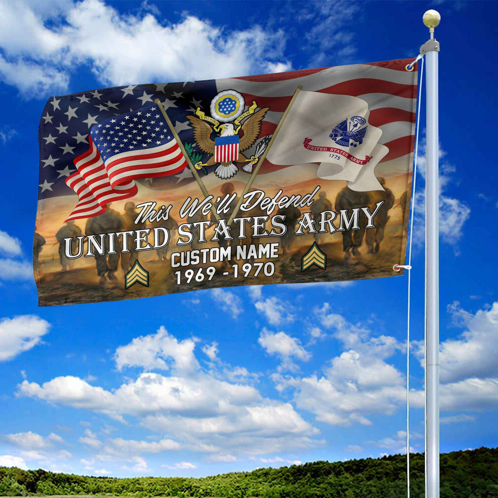 Unique Custom Name, Rank, Year, US Army Grommet Flag VPVC109101, Gifts For Army Veteran, Gifts For Dad, For Husband, Best Gifts On Father’s Day, Independence Day, Veterans Day. Unique Custom Name, Rank, Year, US Army Grommet Flag VPVC109101, Gifts For Army Veteran, Gifts For Dad, For Husband, Best Gifts On Father’s Day, Independence Day, Veterans Day.