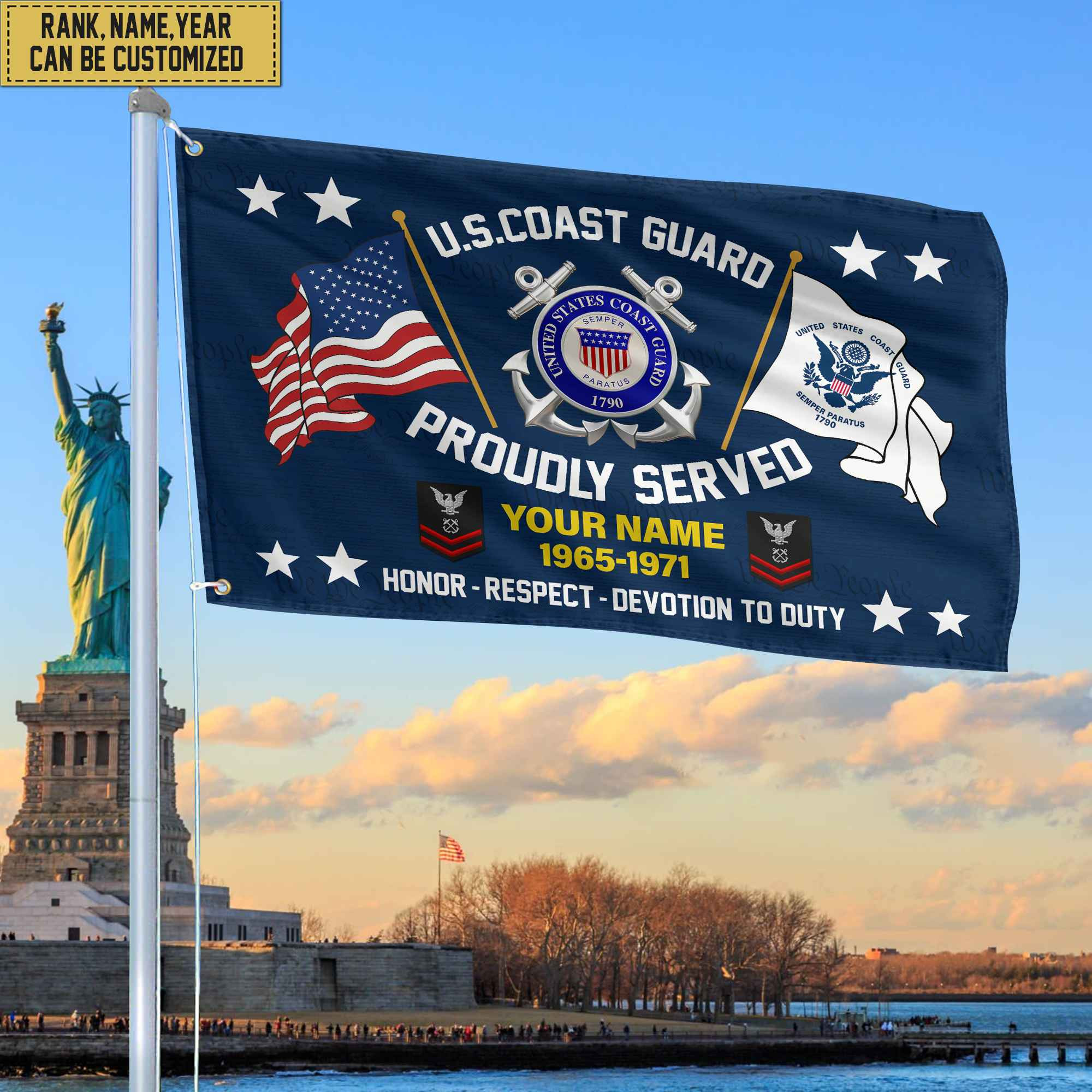 USCG Veteran Personalized American Flag, Gift For Him Military, Coast Guard Veteran Grommet Flag VPVC101805 USCG Veteran Personalized American Flag, Gift For Him Military, Coast Guard Veteran Grommet Flag VPVC101805