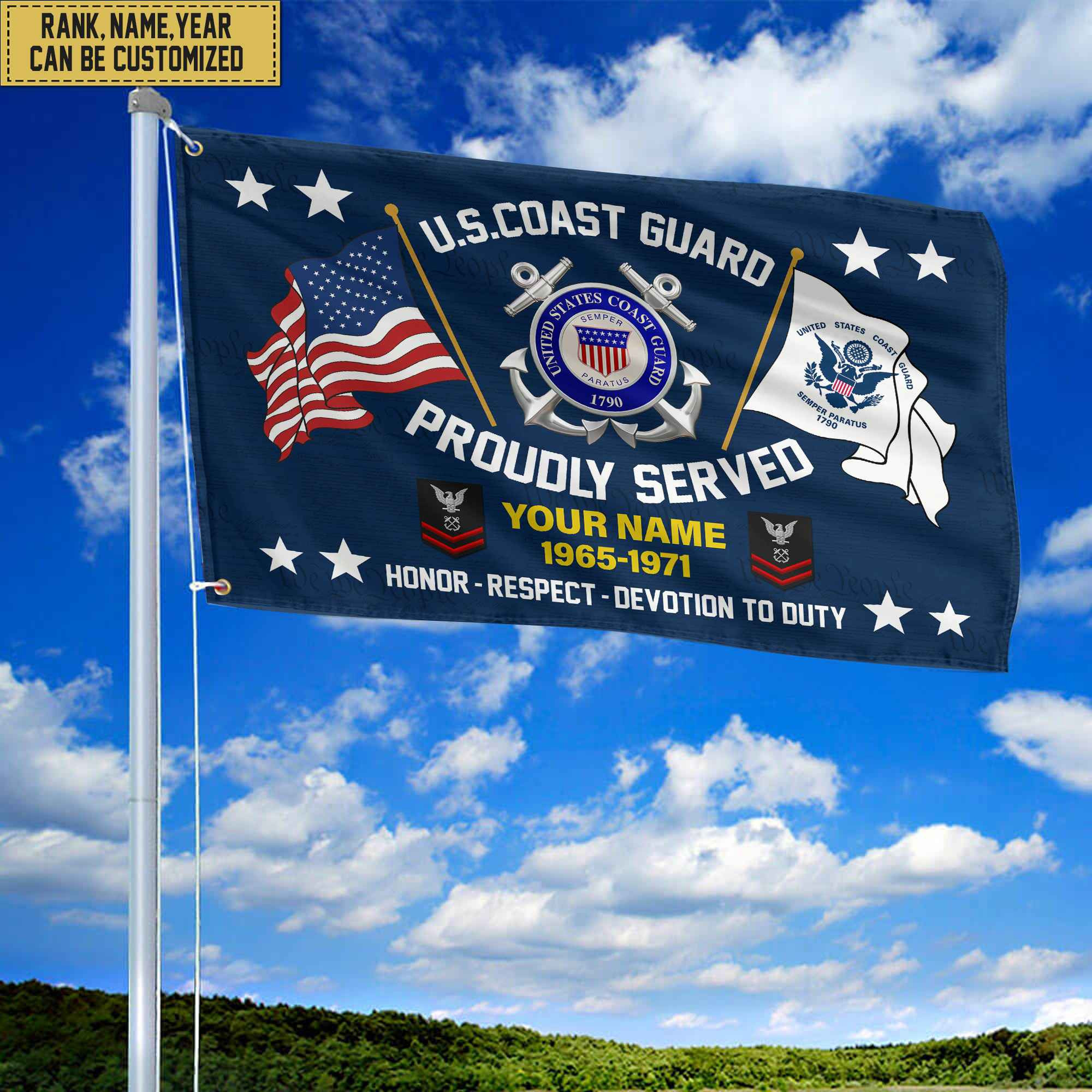 USCG Veteran Personalized American Flag, Gift For Him Military, Coast Guard Veteran Grommet Flag VPVC101805 USCG Veteran Personalized American Flag, Gift For Him Military, Coast Guard Veteran Grommet Flag VPVC101805