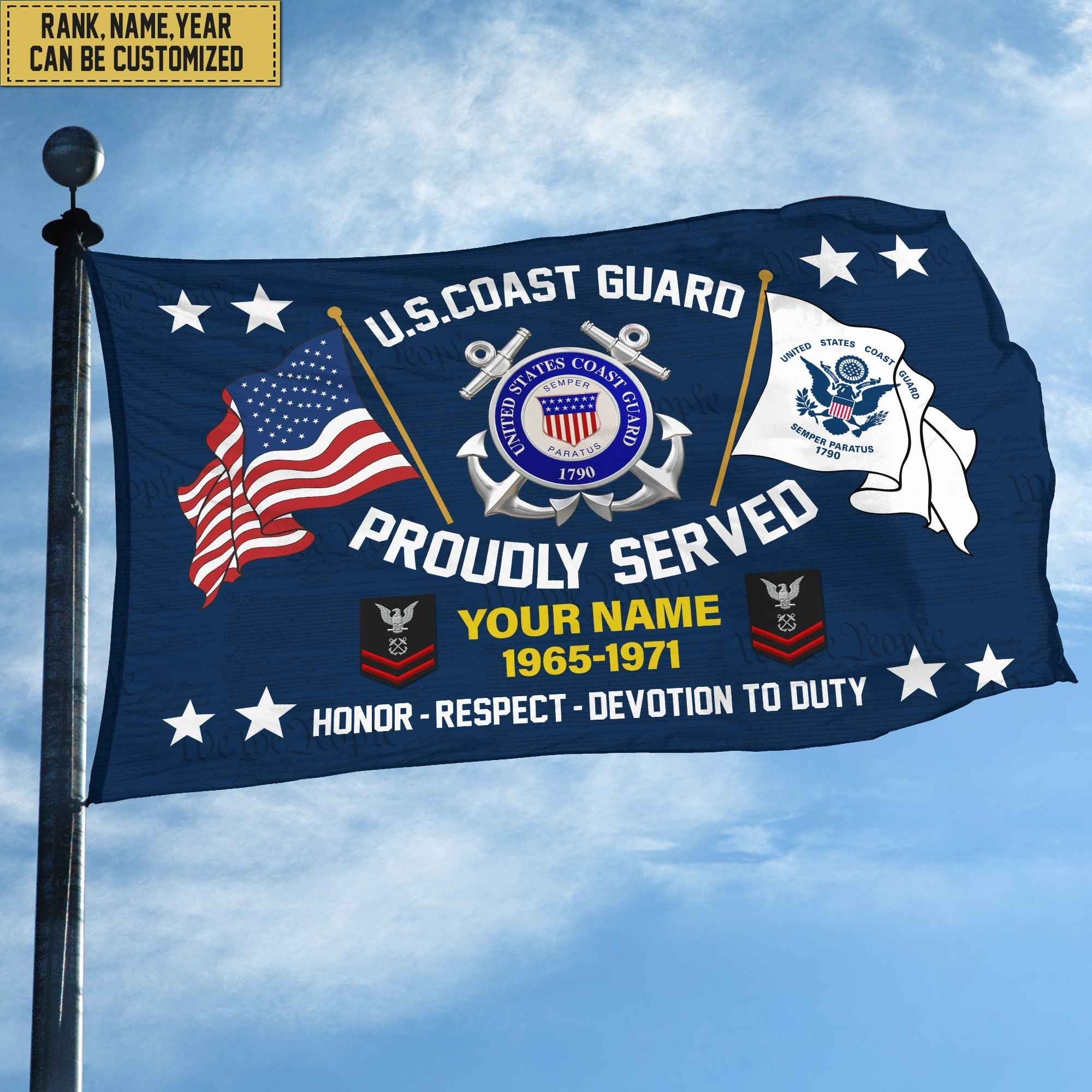 USCG Veteran Personalized American Flag, Gift For Him Military, Coast Guard Veteran Grommet Flag VPVC101805 USCG Veteran Personalized American Flag, Gift For Him Military, Coast Guard Veteran Grommet Flag VPVC101805