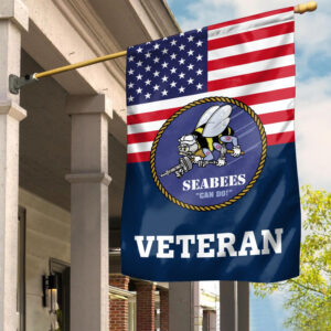 Premium US Seabees Veteran Flag VPVC111909, Custom Name, Rank, Year, Gift For Seabees Veteran, American Flag, Patriotic Flag, Garden Flag, House Flag, Gifts On Father’s Day, Independence Day, Veterans Day.