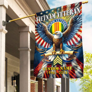 Premium Custom Name, Rank Vietnam Veteran Flag VPVC110306, Gift For Vietnam Veteran, American Flag, Patriotic Flag, Garden Flag, House Flag, Best Gifts On Father’s Day, Independence Day, Veterans Day.