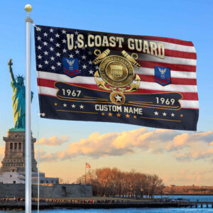 Premium USCG Grommet Flag VPVC108905, Custom Name, Rank, Year, Gifts For Coast Guard Veteran, Best Gifts On Father’s Day, Armed Forces Day, Independence Day, Veterans Day.