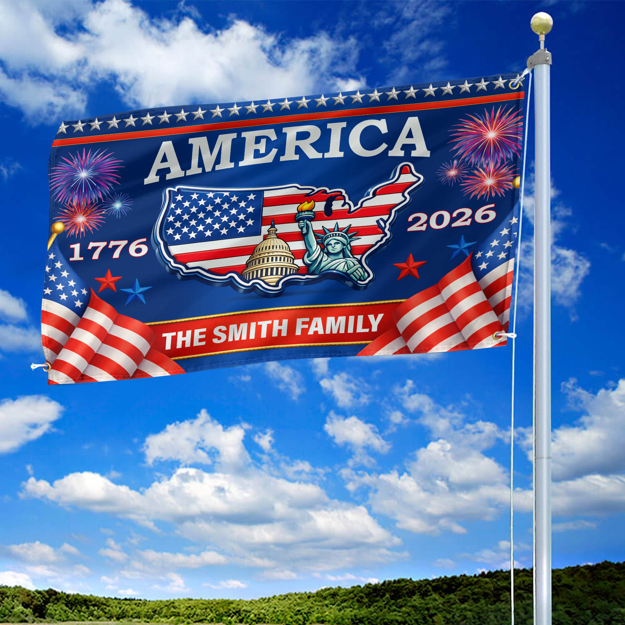 Premium Custom America 250th Anniversary Grommet Flag VPVC120156, America 250th Flag, America 250th Birthday, Best Gifts On Independence Day, Veterans Day. Premium Custom America 250th Anniversary Grommet Flag VPVC120156, America 250th Flag, America 250th Birthday, Best Gifts On Independence Day, Veterans Day.