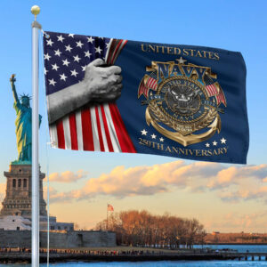 Premium US Navy Grommet Flag VPVC120035, 250th Anniversary Navy Flag, Gifts For Navy Veteran, Best Gifts On Father’s Day, Veterans Day.