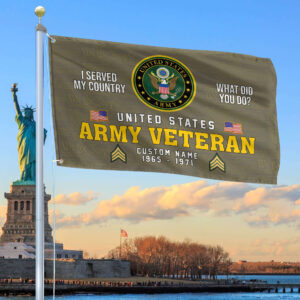 Unique Custom Name, Rank, Year, US Army Grommet Flag, Gift For Army Veteran VPVC106710, Gifts For Dad, For Husband, Best Gifts On Father’s Day, Independence Day, Veterans Day.