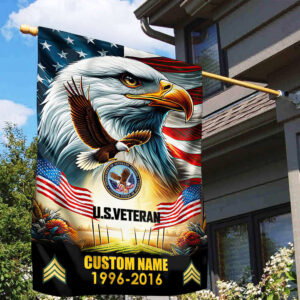Premium Custom Name, Rank US Veteran Flag VPVC110207, Gift For US Veteran, American Flag, Patriotic Flag, Garden Flag, House Flag, Best Gifts On Father's Day, Independence Day, Veterans Day. 1 1742972731341.jpg